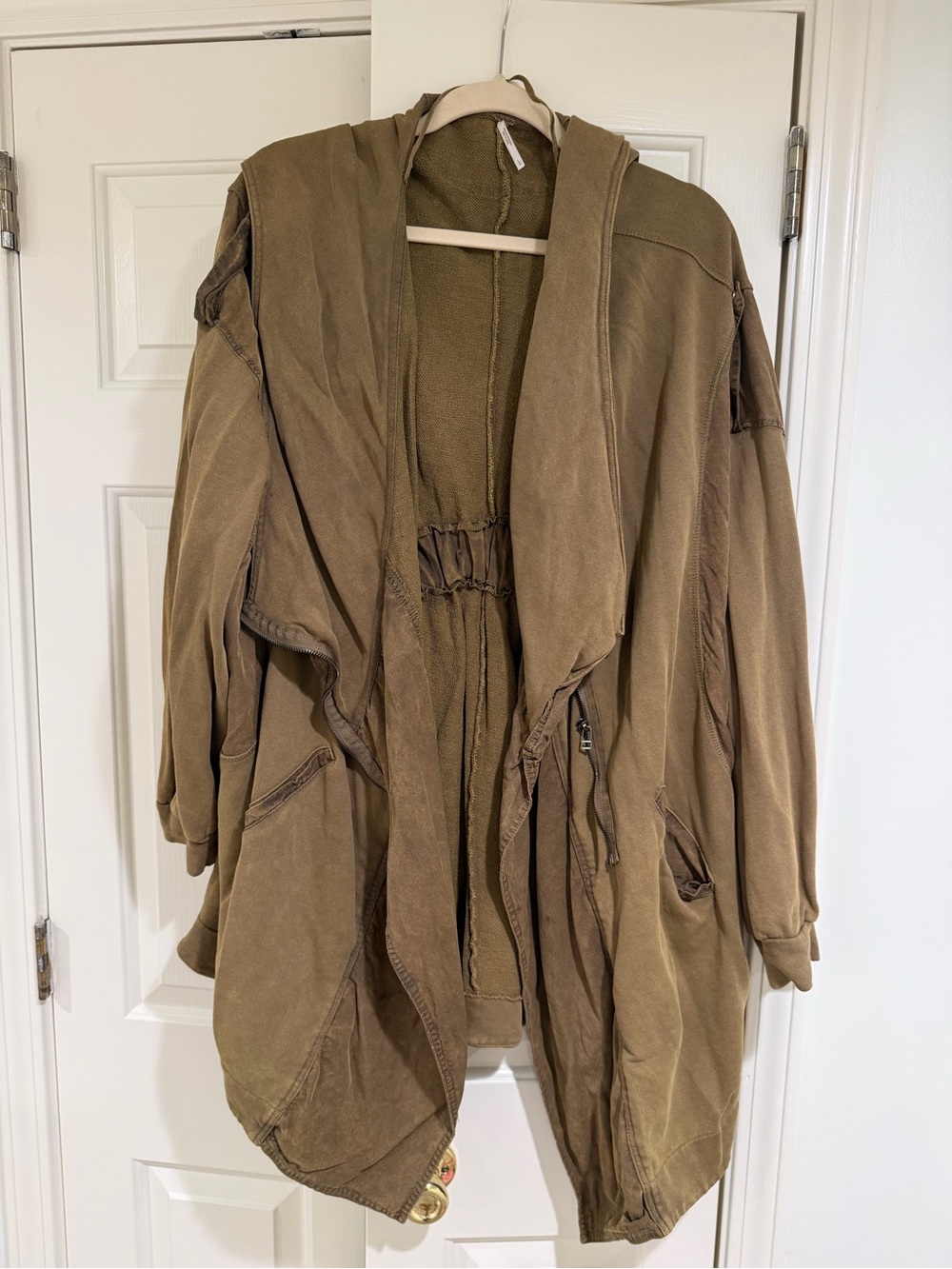 Free People Olive Green Hooded Utility Jacket